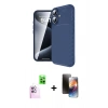 MARSİLYAN™- iPhone 16 Kılıf Eksen Form Prime - Siyah 3D Antistatik Mat Seramik Nano Ekran Koruyucu + Raze Metal Kamera Lens - PE