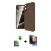 MARSİLYAN™- iPhone 16 Kılıf Eksen Form Prime - Siyah 3D Antistatik Mat Seramik Nano Ekran Koruyucu + Raze Metal Kamera Lens - SH