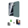 MARSİLYAN™- iPhone 16 Kılıf Eksen Form Prime - Siyah 3D Antistatik Mat Seramik Nano Ekran Koruyucu + Raze Metal Kamera Lens - SH