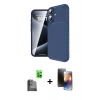 MARSİLYAN™- iPhone 16 Kılıf Eksen Form Prime - Siyah 3D Antistatik Mat Seramik Nano Ekran Koruyucu + Raze Metal Kamera Lens - SH