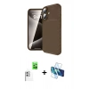 MARSİLYAN™- iPhone 16 Kılıf Eksen Form Prime - Siyah 3D Antistatik Seramik Nano Ekran Koruyucu + Raze Metal Kamera Lens - BZ