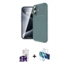 MARSİLYAN™- iPhone 16 Kılıf Eksen Form Prime - Siyah 3D Antistatik Seramik Nano Ekran Koruyucu + Bilvis Titan Kamera Lens - YL