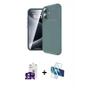 MARSİLYAN™- iPhone 16 Kılıf Eksen Form Prime - Siyah 3D Antistatik Seramik Nano Ekran Koruyucu + Bilvis Titan Kamera Lens - PE