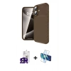 MARSİLYAN™- iPhone 16 Kılıf Eksen Form Prime - Siyah 3D Antistatik Seramik Nano Ekran Koruyucu + Bilvis Titan Kamera Lens - SH