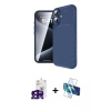 MARSİLYAN™- iPhone 16 Kılıf Eksen Form Prime - Siyah 3D Antistatik Seramik Nano Ekran Koruyucu + Bilvis Titan Kamera Lens - SH