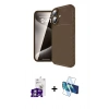 MARSİLYAN™- iPhone 16 Kılıf Eksen Form Prime - Siyah 3D Antistatik Seramik Nano Ekran Koruyucu + Bilvis Titan Kamera Lens - GS