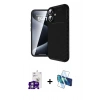MARSİLYAN™- iPhone 16 Kılıf Eksen Form Prime - Siyah 3D Antistatik Seramik Nano Ekran Koruyucu + Bilvis Titan Kamera Lens - GS