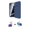 MARSİLYAN™- iPhone 16 Kılıf Eksen Form Prime - Siyah 3D Antistatik Seramik Nano Ekran Koruyucu + Bilvis Titan Kamera Lens - GS