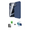 MARSİLYAN™- iPhone 16 Kılıf Eksen Form Prime - Siyah 3D Antistatik Seramik Nano Ekran Koruyucu + Siyah Raze Metal Kamera Lens
