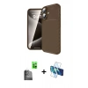 MARSİLYAN™- iPhone 16 Kılıf Eksen Form Prime - Siyah 3D Antistatik Seramik Nano Ekran Koruyucu + Siyah Raze Metal Kamera Lens