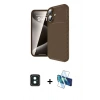 MARSİLYAN™- iPhone 16 Kılıf Eksen Form Prime - Siyah 3D Antistatik Seramik Nano Ekran Koruyucu + PVD Metal Kamera Lens - YL