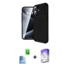 MARSİLYAN™- iPhone 16 Kılıf Eksen Form Prime - Siyah Bilvis 5in1 3D Magic Cam Ekran Koruyucu + Lacivert Raze Metal Kamera Lens