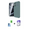 MARSİLYAN™- iPhone 16 Kılıf Eksen Form Prime - Siyah Bilvis 5in1 3D Magic Cam Ekran Koruyucu + Lacivert Raze Metal Kamera Lens