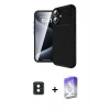 MARSİLYAN™- iPhone 16 Kılıf Eksen Form Prime - Siyah Bilvis 5in1 3D Magic Cam Ekran Koruyucu + PVD Metal Kamera Lens - YL