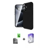 MARSİLYAN™- iPhone 16 Kılıf Eksen Form Prime - Siyah Bilvis 5in1 3D Magic Cam Ekran Koruyucu + Raze Metal Kamera Lens - SH