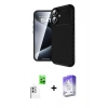 MARSİLYAN™- iPhone 16 Kılıf Eksen Form Prime - Siyah Bilvis 5in1 3D Magic Cam Ekran Koruyucu + Raze Metal Kamera Lens - BZ