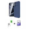 MARSİLYAN™- iPhone 16 Kılıf Eksen Form Prime - Siyah Bilvis 5in1 5D Magic Hayalet Cam Ekran Koruyucu + Raze Metal Kamera Lens - BZ
