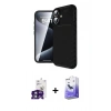 MARSİLYAN™- iPhone 16 Kılıf Eksen Form Prime - Siyah Bilvis 5in1 5D Magic Hayalet Cam Ekran Koruyucu + Bilvis Titan Kamera Lens - YL