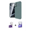 MARSİLYAN™- iPhone 16 Kılıf Eksen Form Prime - Siyah Bilvis 5in1 5D Magic Hayalet Cam Ekran Koruyucu + Gümüş Bilvis Titan Kamera Lens