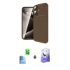 MARSİLYAN™- iPhone 16 Kılıf Eksen Form Prime - Siyah Bilvis 5in1 5D Magic Hayalet Cam Ekran Koruyucu + Raze Metal Kamera Lens - LT