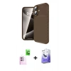 MARSİLYAN™- iPhone 16 Kılıf Eksen Form Prime - Siyah Bilvis 5in1 5D Magic Hayalet Cam Ekran Koruyucu + Pembe Raze Metal Kamera Lens