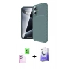 MARSİLYAN™- iPhone 16 Kılıf Eksen Form Prime - Siyah Bilvis 5in1 5D Magic Hayalet Cam Ekran Koruyucu + Pembe Raze Metal Kamera Lens