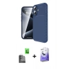 MARSİLYAN™- iPhone 16 Kılıf Eksen Form Prime - Siyah Bilvis 5in1 5D Magic Hayalet Cam Ekran Koruyucu + Raze Metal Kamera Lens - SH