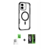 MARSİLYAN™- iPhone 16 Kılıf Eksen Klasik Koleksiyonu - Şeffaf 360 Full Body Arka Koruyucu + Raze Metal Kamera Lens - BZ