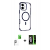 MARSİLYAN™- iPhone 16 Kılıf Eksen Klasik Koleksiyonu - Şeffaf 360 Full Body Arka Koruyucu + Raze Metal Kamera Lens - BZ