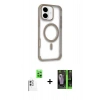 MARSİLYAN™- iPhone 16 Kılıf Eksen Klasik Koleksiyonu - Şeffaf 360 Full Body Arka Koruyucu + Raze Metal Kamera Lens - BZ