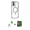 MARSİLYAN™- iPhone 16 Kılıf Eksen Klasik Koleksiyonu - Şeffaf 360 Full Body Arka Koruyucu + Raze Metal Kamera Lens - BZ