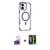 MARSİLYAN™- iPhone 16 Kılıf Eksen Klasik Koleksiyonu - Şeffaf 360 Full Body Arka Koruyucu + Bilvis Titan Kamera Lens - PE