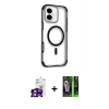 MARSİLYAN™- iPhone 16 Kılıf Eksen Klasik Koleksiyonu - Şeffaf 360 Full Body Arka Koruyucu + Bilvis Titan Kamera Lens - PE