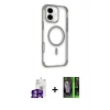 MARSİLYAN™- iPhone 16 Kılıf Eksen Klasik Koleksiyonu - Şeffaf 360 Full Body Arka Koruyucu + Bilvis Titan Kamera Lens - GS