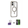 MARSİLYAN™- iPhone 16 Kılıf Eksen Klasik Koleksiyonu - Şeffaf 360 Full Body Arka Koruyucu + Bilvis Titan Kamera Lens - GS