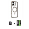 MARSİLYAN™- iPhone 16 Kılıf Eksen Klasik Koleksiyonu - Şeffaf 360 Full Body Arka Koruyucu + PVD Metal Kamera Lens - PE