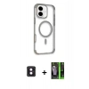 MARSİLYAN™- iPhone 16 Kılıf Eksen Klasik Koleksiyonu - Şeffaf 360 Full Body Arka Koruyucu + PVD Metal Kamera Lens - PE