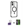 MARSİLYAN™- iPhone 16 Kılıf Eksen Klasik Koleksiyonu - Şeffaf 360 Full Body Arka Koruyucu + Siyah Bilvis Titan Kamera Lens