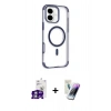 MARSİLYAN™- iPhone 16 Kılıf Eksen Klasik Koleksiyonu - Şeffaf Pasifik Cam Ekran Koruyucu + Bilvis Titan Kamera Lens - GS