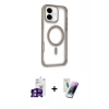 MARSİLYAN™- iPhone 16 Kılıf Eksen Klasik Koleksiyonu - Şeffaf Pasifik Cam Ekran Koruyucu + Bilvis Titan Kamera Lens - PE