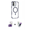 MARSİLYAN™- iPhone 16 Kılıf Eksen Klasik Koleksiyonu - Şeffaf Pasifik Cam Ekran Koruyucu + Bilvis Titan Kamera Lens - PE