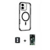 MARSİLYAN™- iPhone 16 Kılıf Eksen Klasik Koleksiyonu - Siyah 360 Mat Full Body Arka Koruyucu + PVD Metal Kamera Lens - MI