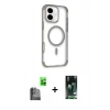 MARSİLYAN™- iPhone 16 Kılıf Eksen Klasik Koleksiyonu - Siyah 360 Mat Full Body Arka Koruyucu + Raze Metal Kamera Lens - SH