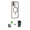 MARSİLYAN™- iPhone 16 Kılıf Eksen Klasik Koleksiyonu - Siyah 360 Mat Full Body Arka Koruyucu + Raze Metal Kamera Lens - SH