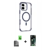 MARSİLYAN™- iPhone 16 Kılıf Eksen Klasik Koleksiyonu - Siyah 360 Mat Full Body Arka Koruyucu + Raze Metal Kamera Lens - SH