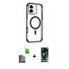 MARSİLYAN™- iPhone 16 Kılıf Eksen Klasik Koleksiyonu - Siyah 360 Mat Full Body Arka Koruyucu + Raze Metal Kamera Lens - SH