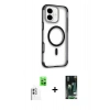 MARSİLYAN™- iPhone 16 Kılıf Eksen Klasik Koleksiyonu - Siyah 360 Mat Full Body Arka Koruyucu + Raze Metal Kamera Lens - BZ