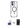 MARSİLYAN™- iPhone 16 Kılıf Eksen Klasik Koleksiyonu - Siyah 3D Antistatik Hayalet Cam Ekran Koruyucu + Bilvis Titan Kamera Lens - SH