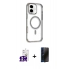 MARSİLYAN™- iPhone 16 Kılıf Eksen Klasik Koleksiyonu - Siyah 3D Antistatik Hayalet Cam Ekran Koruyucu + Bilvis Titan Kamera Lens - GS