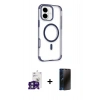 MARSİLYAN™- iPhone 16 Kılıf Eksen Klasik Koleksiyonu - Siyah 3D Antistatik Hayalet Cam Ekran Koruyucu + Bilvis Titan Kamera Lens - YL
